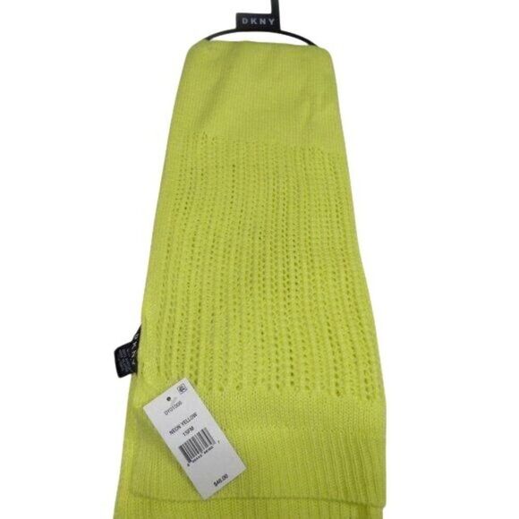 DKNY Open-Knit Blocked Scarf, One Size Neon Yellow - Picture 2 of 5